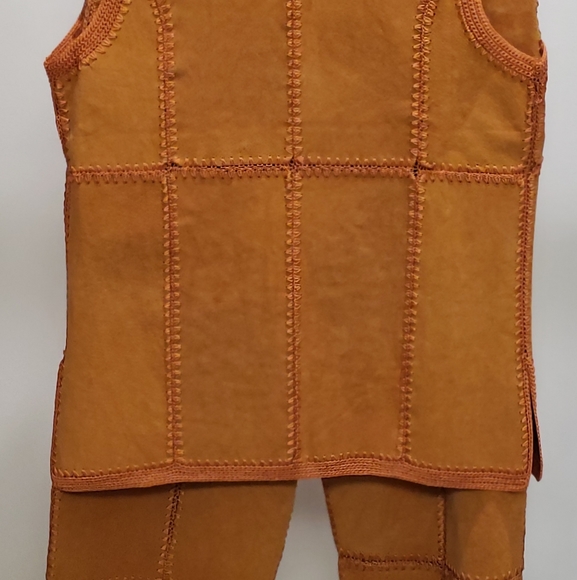 Vintage Patchwork crochet Suede fully lined pants with vest size 8 - Picture 4 of 7